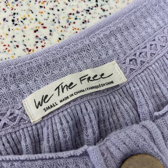 We The Free Must Have Henley Thermal Top Waffle Knit Purple Women's Size Small - Picture 5 of 8